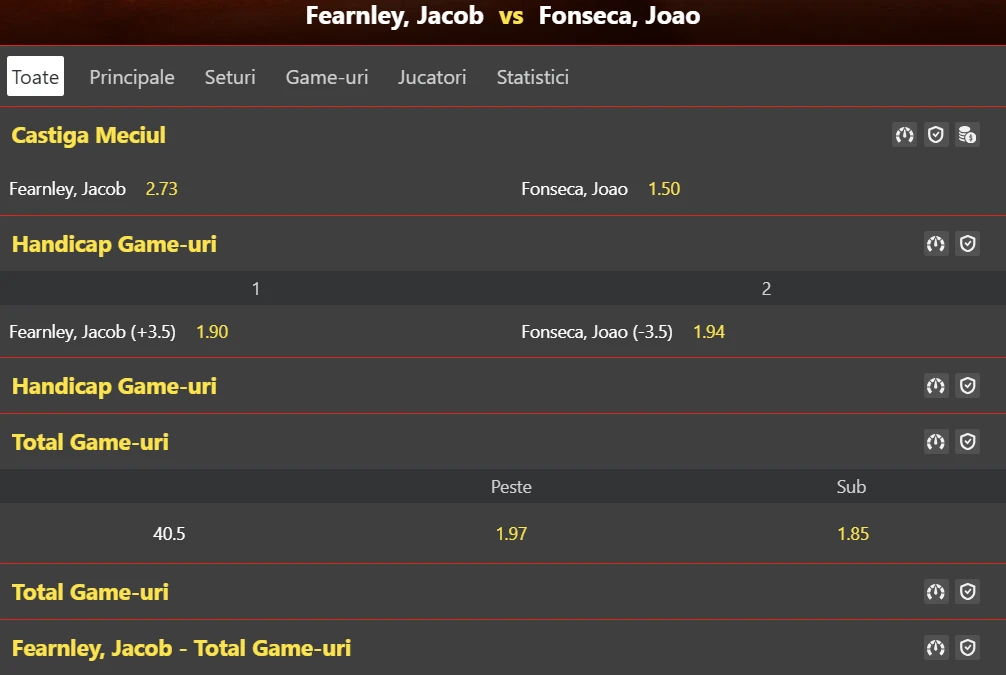 Cote Pariuri Jacob Fearnley vs Joao Fonseca