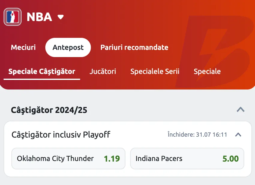 Cote pariuri Câștigător NBA Finals 2025
