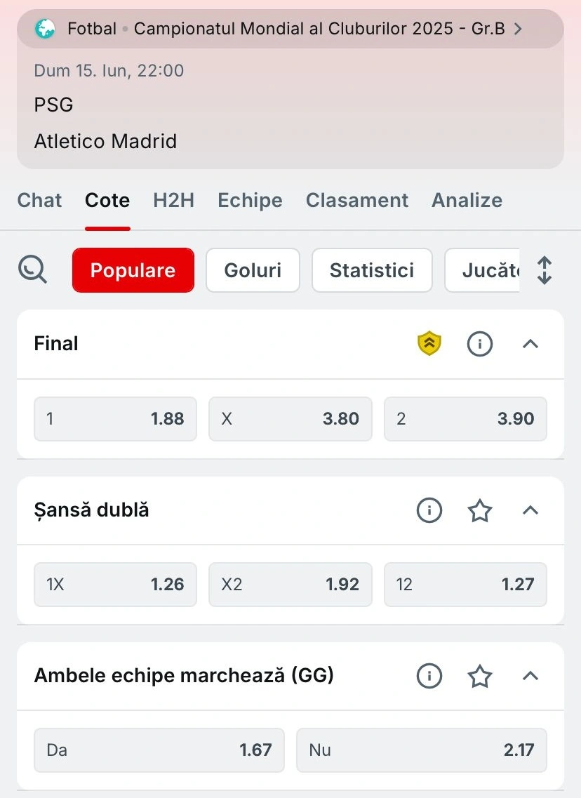 Cum arata cotele pentru PSG vs Atletico Madrid la Superbet
