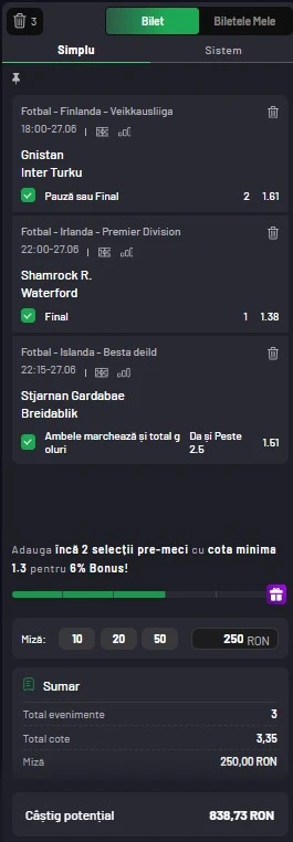 Biletul zilei azi la Maxbet 27.06.2025