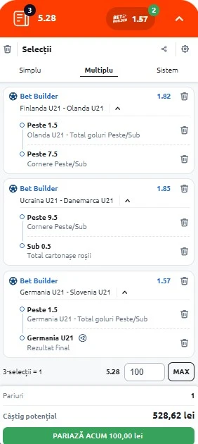 Biletul zilei azi de la EURO U21 2025 - 12.06.2025