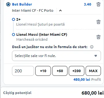 Biletul Zilei Betano pe Lionel Messi