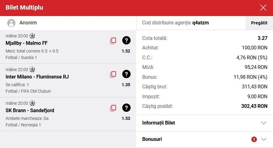 Biletul zilei la Casa Pariurilor 30.06.2025