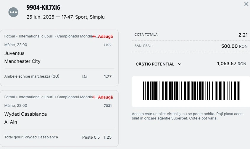 Cota 2 de la Campionatul Mondial al Cluburilor 26 iunie 2025
