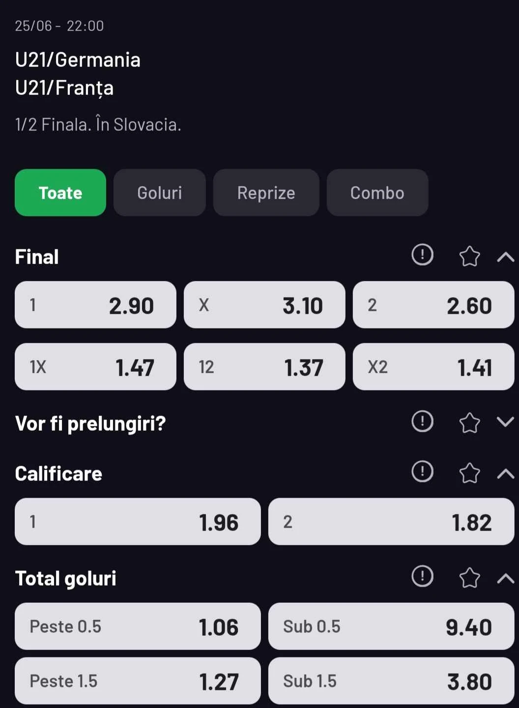 Cote pariuri Germania U21 vs Franța U21 de la Maxbet