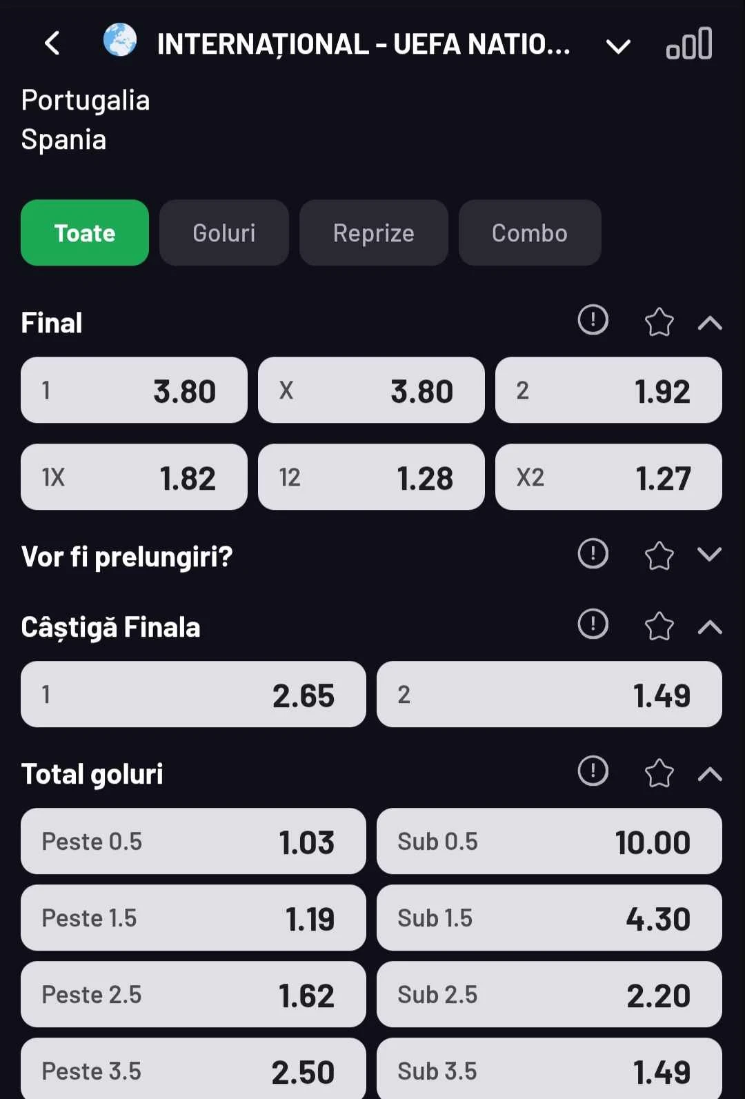 Cote pariuri Portugalia vs Spania oferite de Maxbet