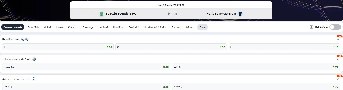 Cote pariuri Seattle Sounders - PSG