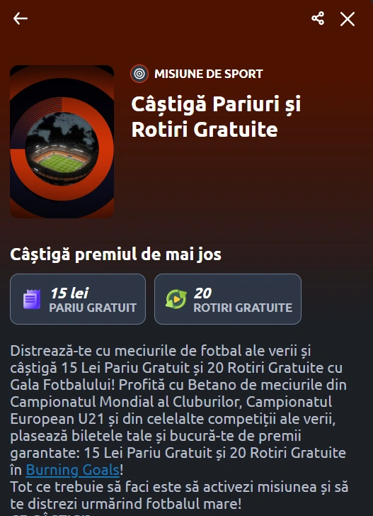 termeni si conditii misiunea de sport betano
