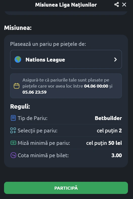 termeni si conditii misiunea liga natiunilor betano
