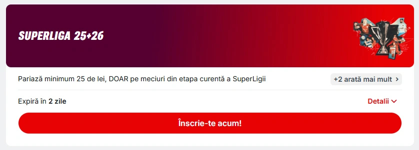 26 RON FreeBet la Superbet