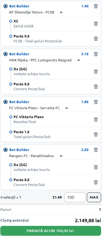 Biletul Zilei Bet Builder din 22 iulie 2025