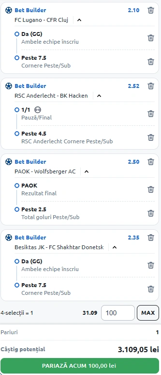 Biletul Zilei Bet Builder din 24 iulie 2025