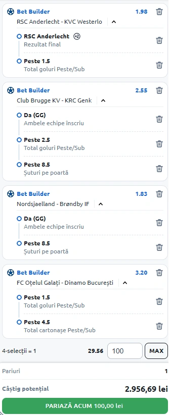 Biletul Zilei Bet Builder din 27 iulie 2025