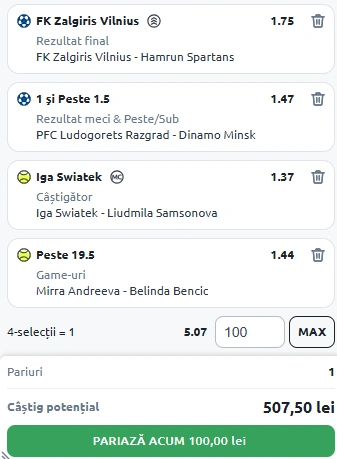 Biletul Zilei Betano din fotbal si tenis 09.07.2025