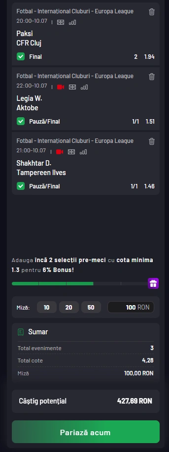 Biletul Zilei MaxBet din 10 iulie 2025
