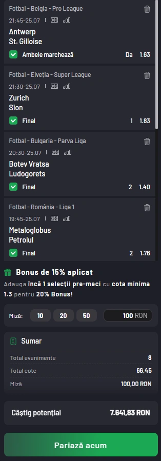 Biletul Zilei MaxBet din 25 iulie 2025