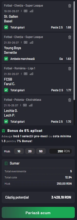 Biletul Zilei MaxBet din 26 iulie 2025