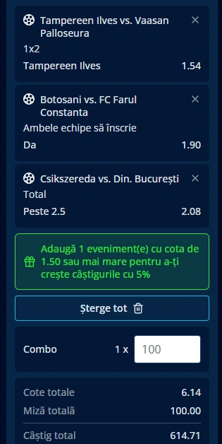 Biletul Zilei Mr Bit din fotbal 14.07.2025