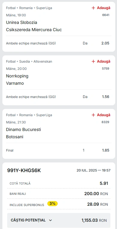 Biletul Zilei Superbet din 21 iulie 2025