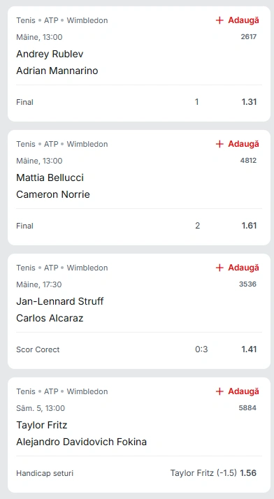 Biletul Zilei Wimbledon din 4 iulie 2025