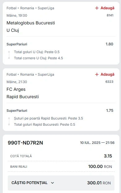 Biletul Zilei din Super Pariuri 11.07.2025