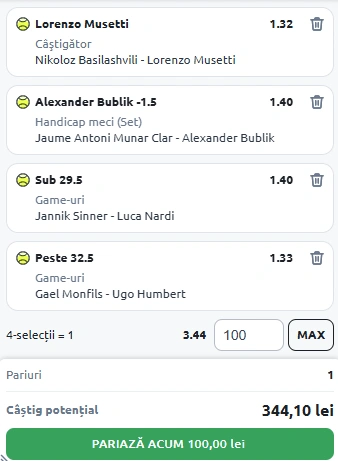 Biletul Zilei din Tenis 01.07.2025