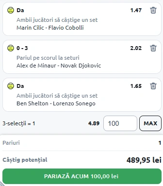 Biletul Zilei din Tenis 07.07.2025