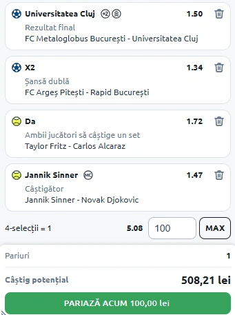 Biletul Zilei din fotbal si tenis 11.07.2025