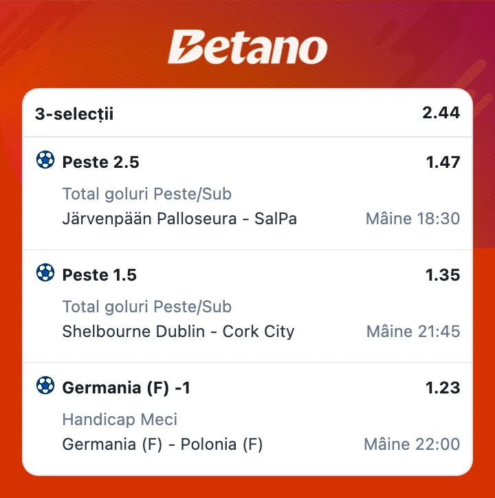 Biletul zilei azi din fotbal la Betano, 4 iulie 2025