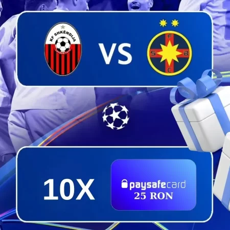 🎁CONCURS: Ghicește scorul la Shkendija vs FCSB și câștigă 10 Paysafecard!