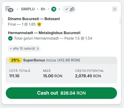 Cash Out sau contră pentru acest bilet în cotă mare?
