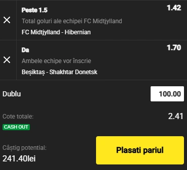 Cota 2 din Europa League 24.07.2025