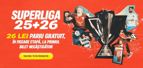 Pariază 25 RON pe meciurile din SuperLiga și poți câștiga 26 RON FreeBet la Superbet