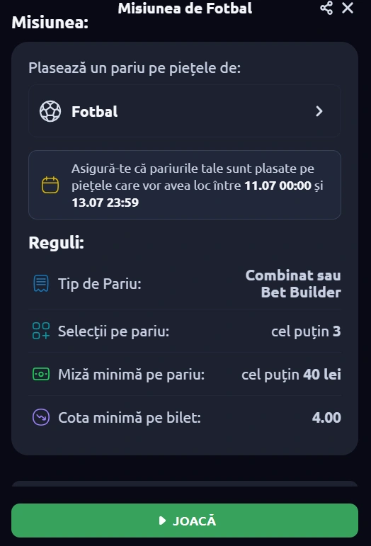 Termeni și Condiții Misiunea de Fotbal