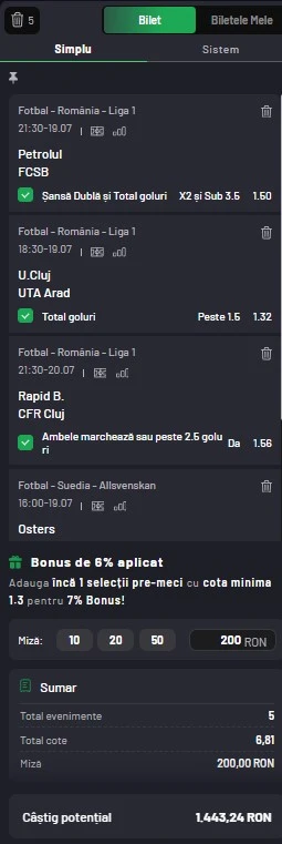 Bilet de weekend din fotbal 19.07.2025