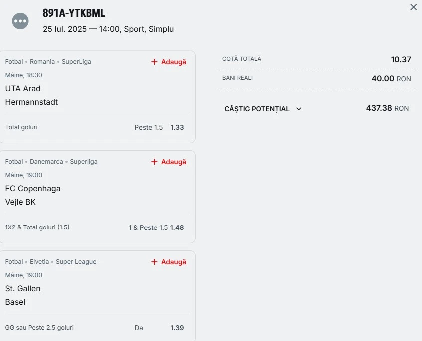 Bilet de weekend din fotbal 26.07.2025