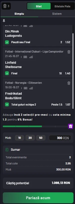 Biletul zilei din fotbal la Maxbet 16 iulie 2025