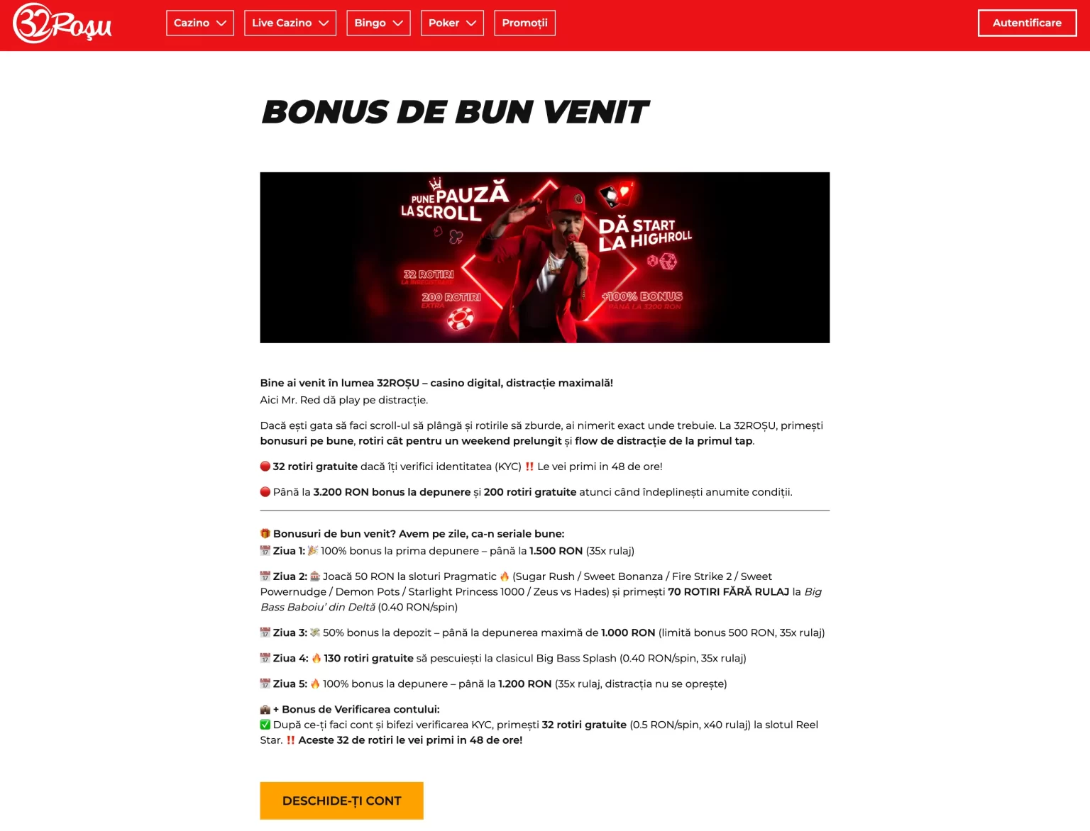 bonus de bun venit 32rosu