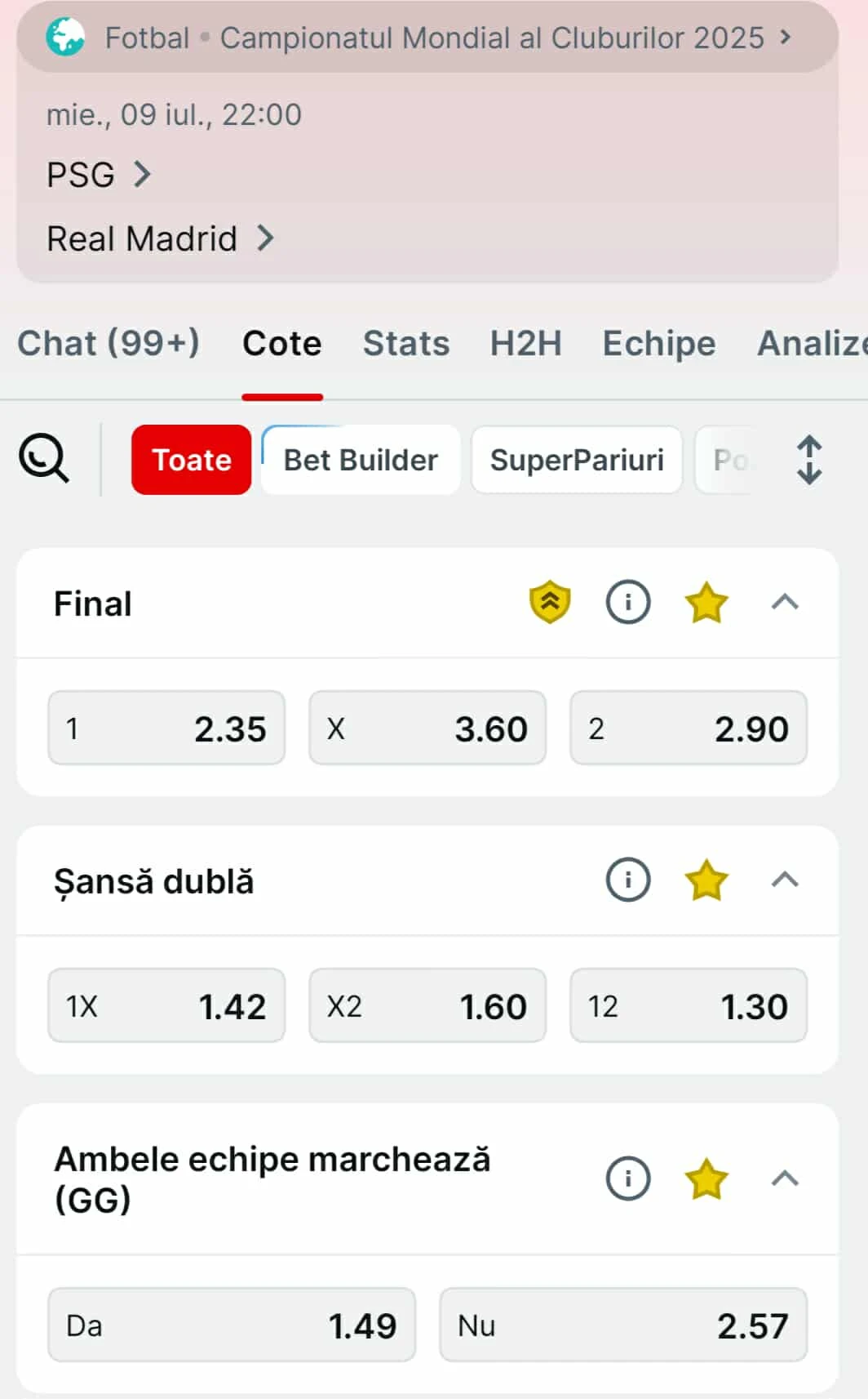 Cote pariuri PSG vs Real Madrid oferite de Superbet