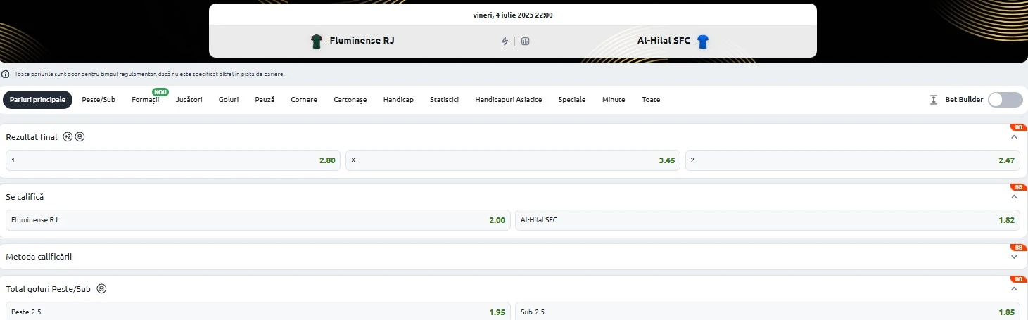 Cote pariuri Fluminense vs Al Hilal