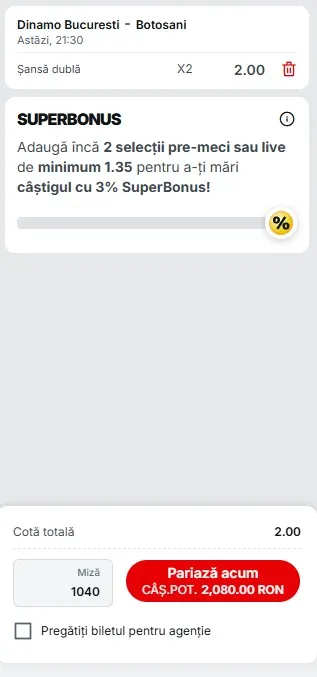 pariu contră la Superbet