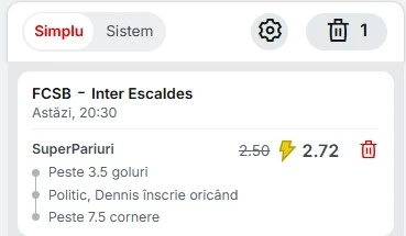 Pariuri speciale FCSB - Inter Escaldes