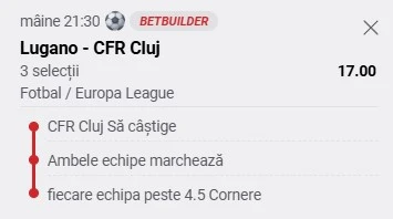 Pariuri Speciale Lugano vs CFR Cluj