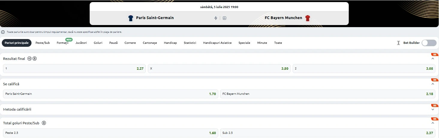 Cote pariuri PSG - Bayern