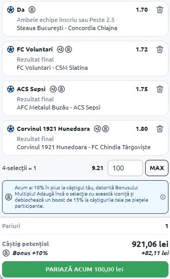 Biletul Etapei a 2-a Liga 2