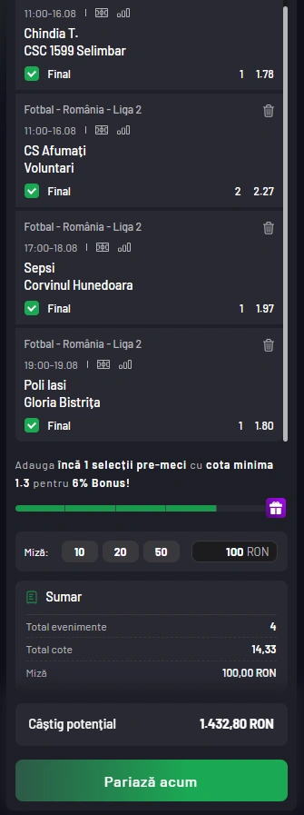 Biletul Etapei a 3-a din Liga 2