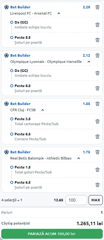 Biletul Zilei Bet Builder din 31 august 2025