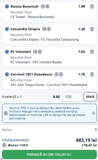 Biletul Zilei Liga 2 din 2 august 2025