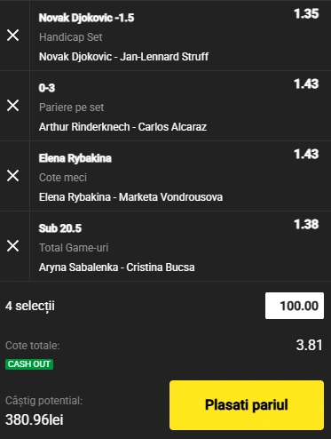 Biletul Zilei US Open din 31 august 2025