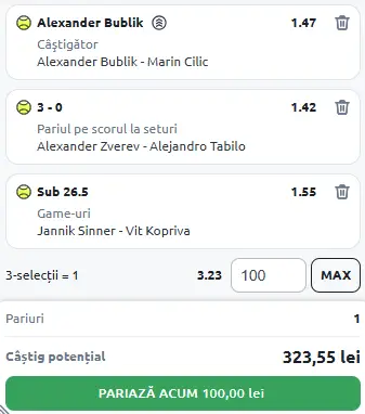 Biletul Zilei din Tenis 26 august 2025
